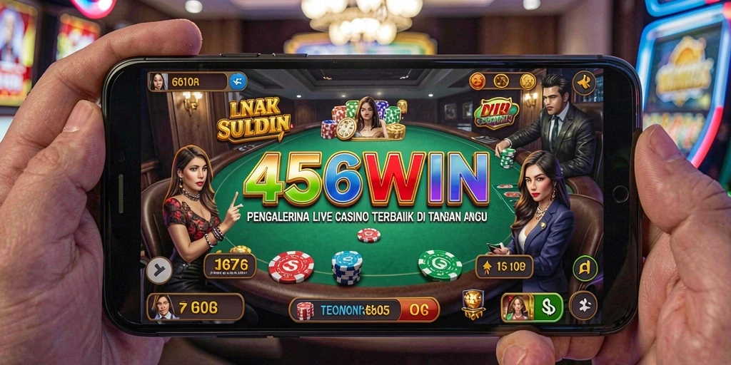 Screenshot gameplay <strong>456WIN</strong> yang menampilkan dealer langsung dan meja permainan.