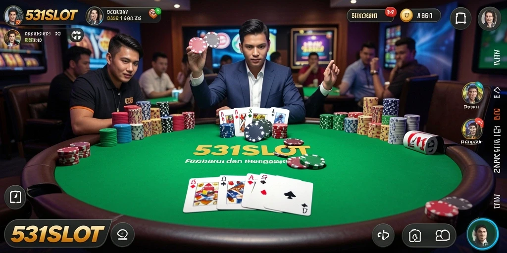 Screenshot gameplay 531SLOT menampilkan aksi Poker yang penuh strategi.