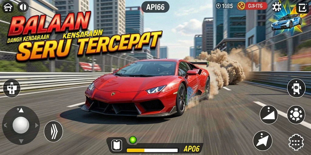 Screenshot gameplay balapan yang menarik dan seru dari API66.
