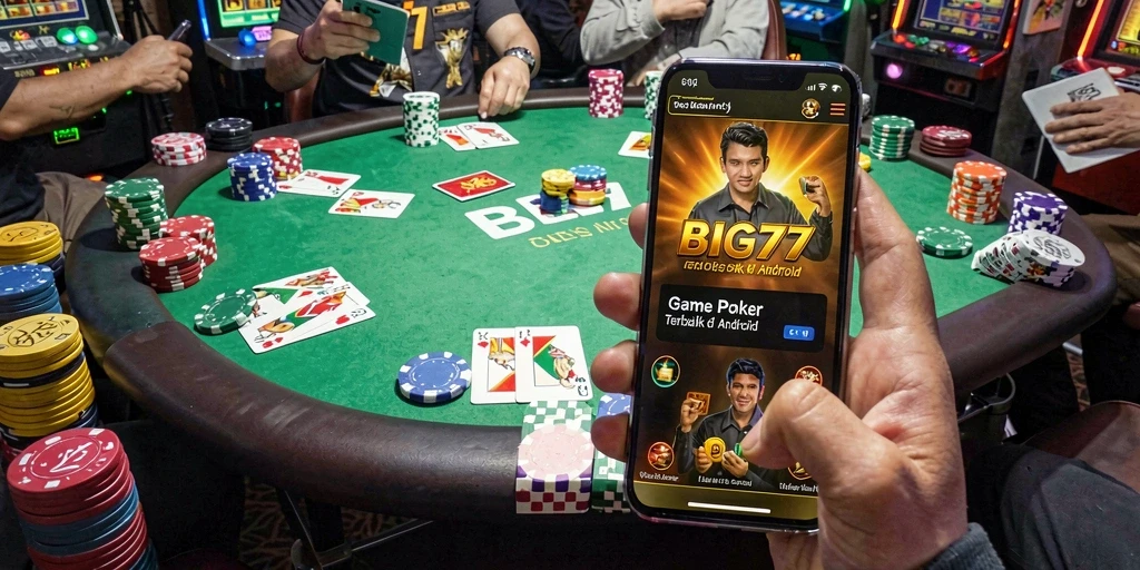 Tampilan menarik dari gameplay poker di BIG77.