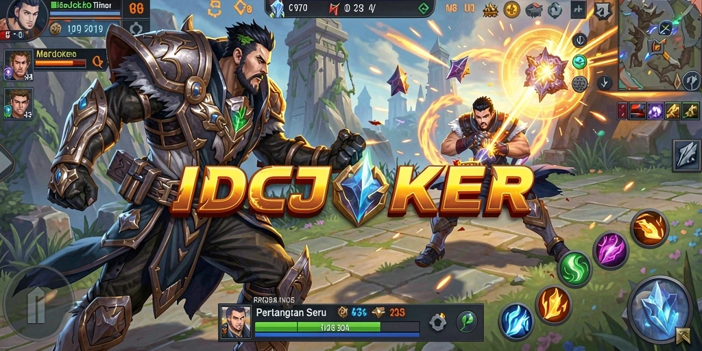 Screenshot gameplay IDCJOKER yang menunjukkan aksi seru di arena MOBA.
