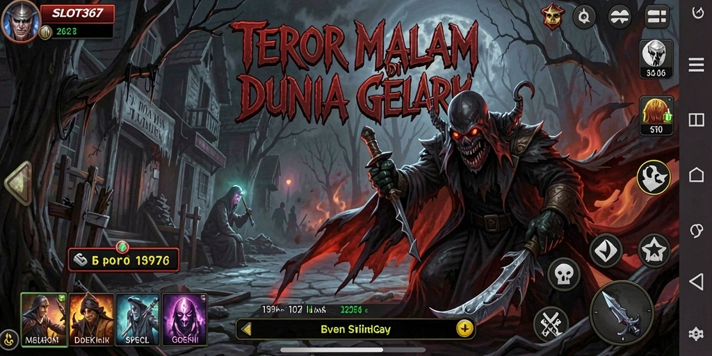Gameplay mencekam SLOT367 dengan suasana yang gelap dan menakutkan.