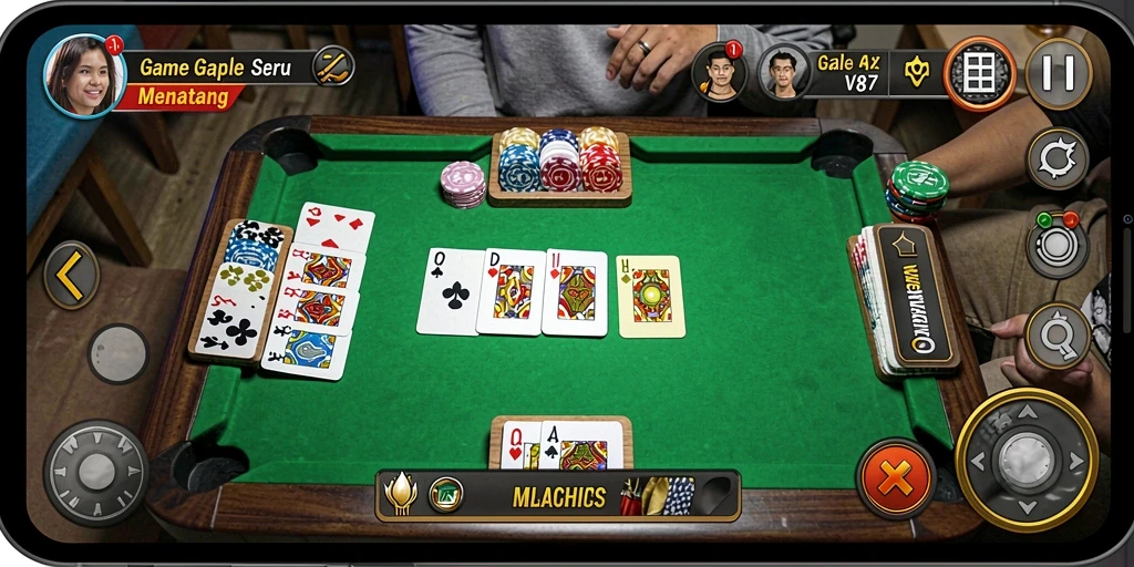 Tampilan menarik dari gameplay Gaple di V87.